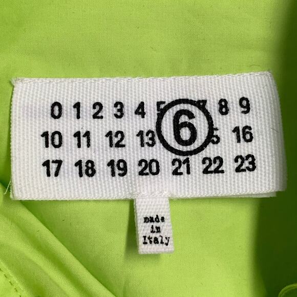 MM6 MAISON MARGIELA Size XS Green Neon Cotton Pointed Collar Long Sleeve Shirt - Picture 5 of 7